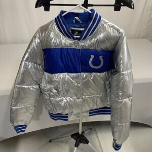 Indianapolis Colts G-III 4Her By Carl Banks Silver Metallic Puffer Jacket